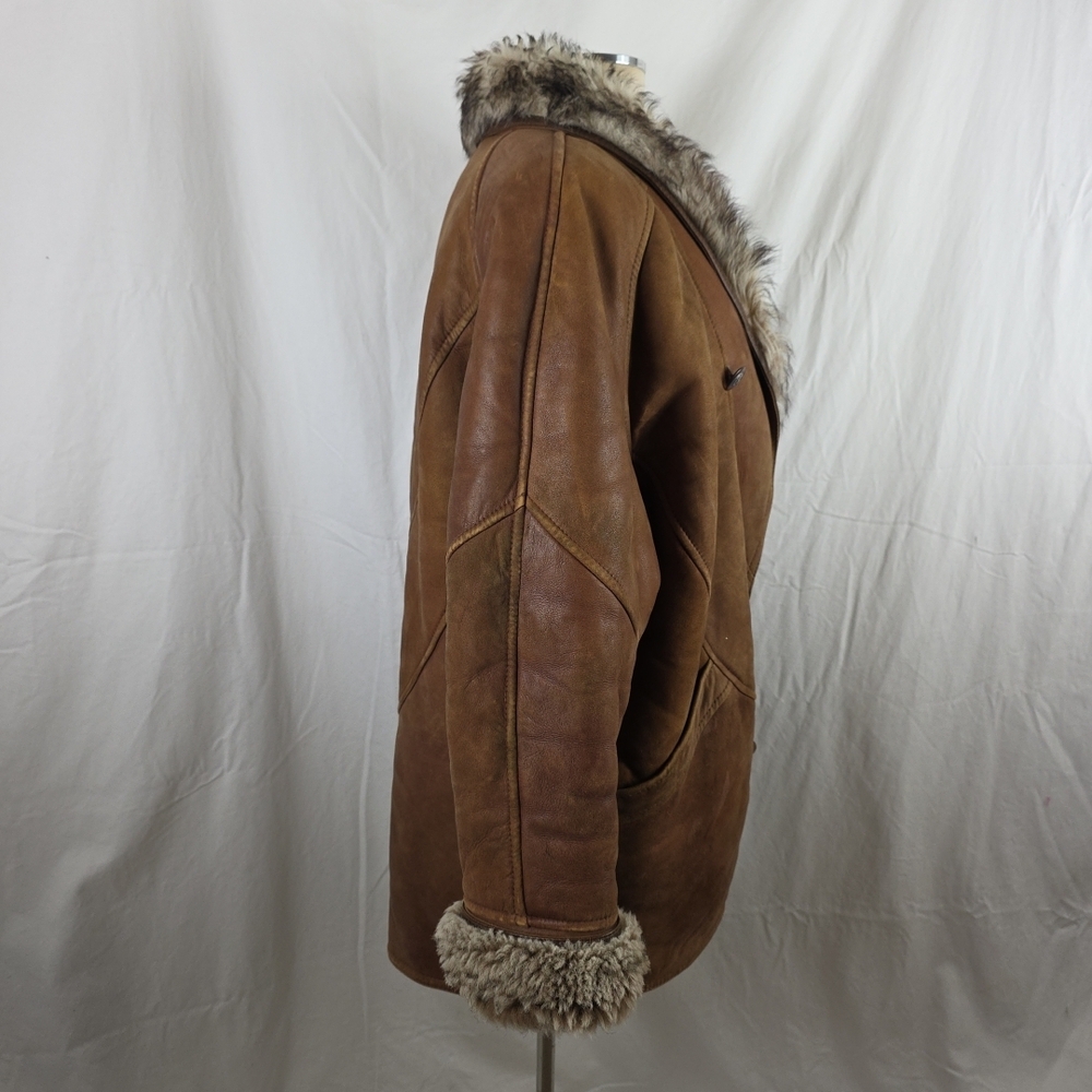 Vintage Brown Suede Penny Lane Bratz Womens Coat Jacket Faux Fur Large Teddy - Picture 7 of 16